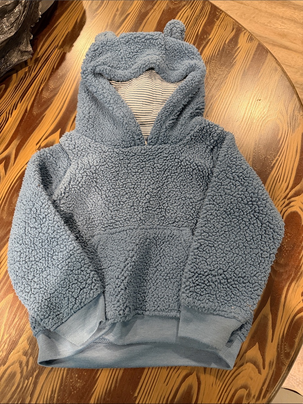 Cozy Blue Teddy Fleece Hoodie for Kids - Plush Sherpa Top